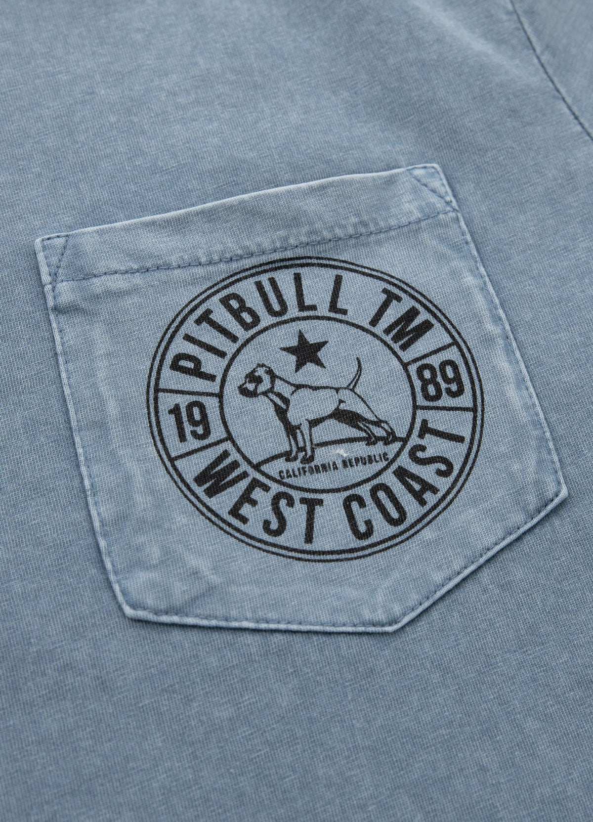 T-Shirt Denim Washed Circle Dog Pocket