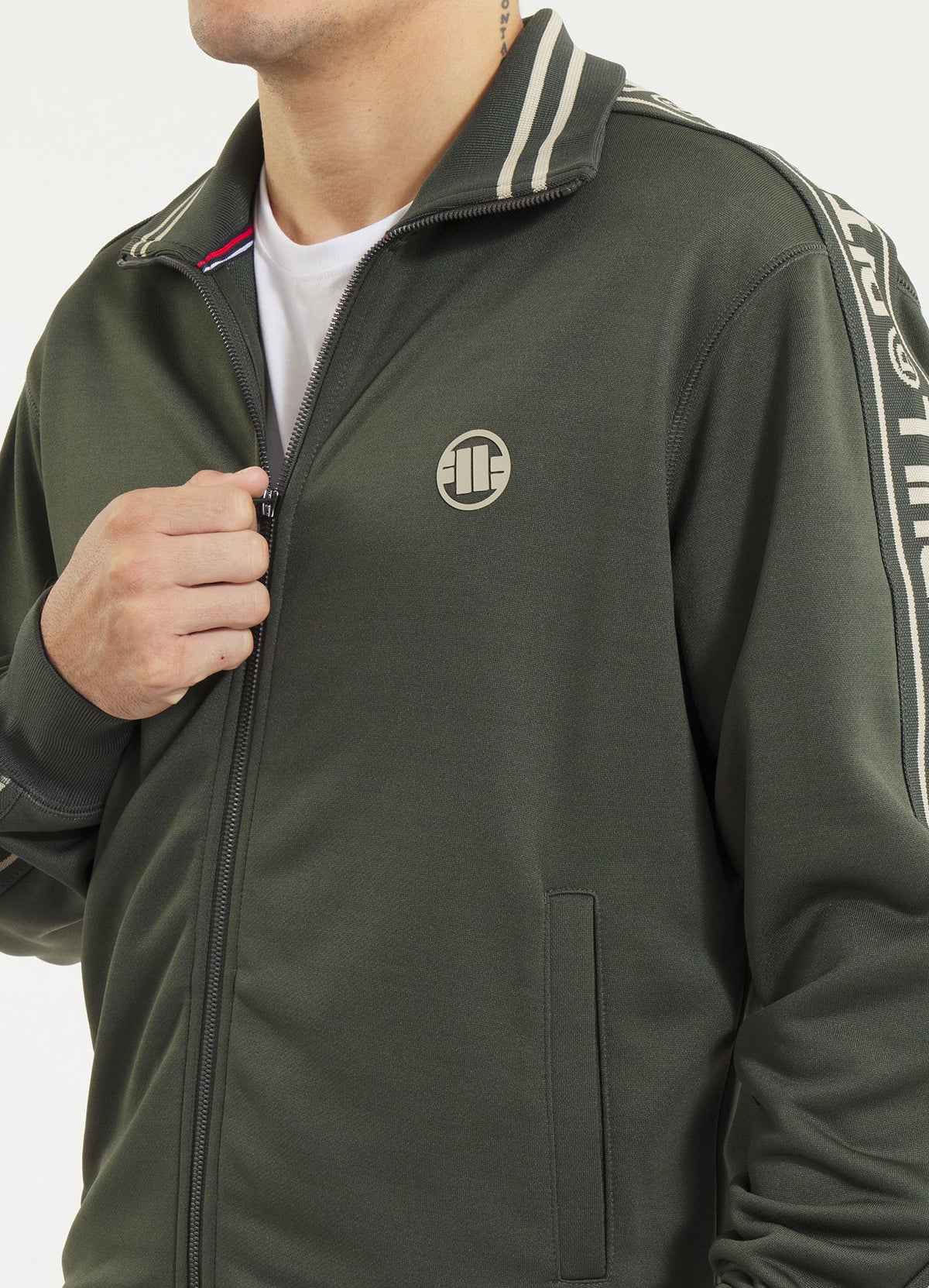 Men's Sweatjacket Oldschool Tape Logo - Dark green