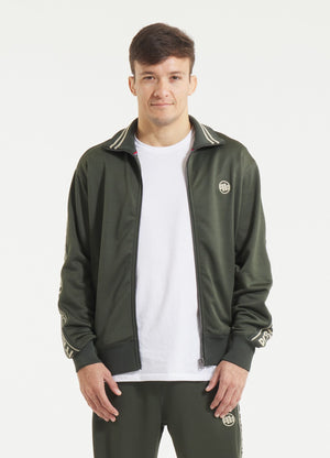 Men's Sweatjacket Oldschool Tape Logo - Dark green