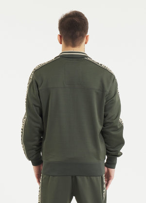 Men's Sweatjacket Oldschool Tape Logo - Dark green