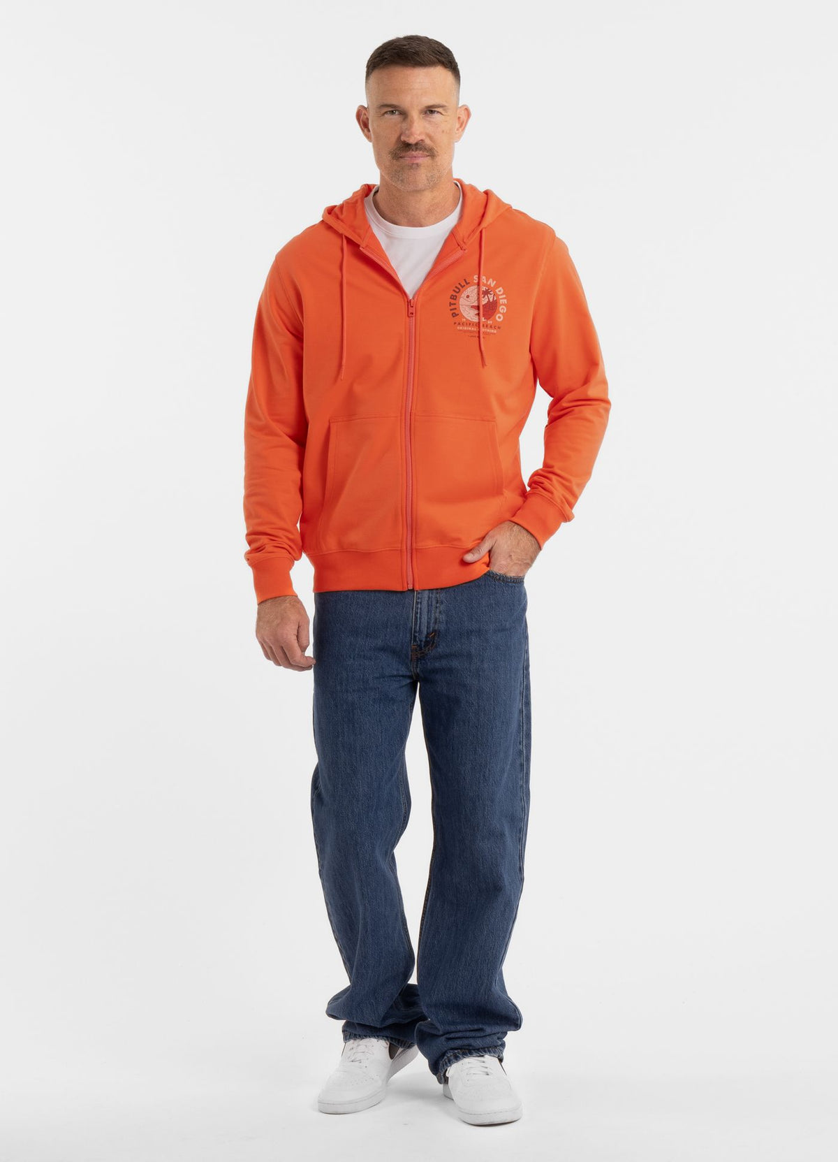 Men's Zip-up hoodie PLANET SURF - Salmon