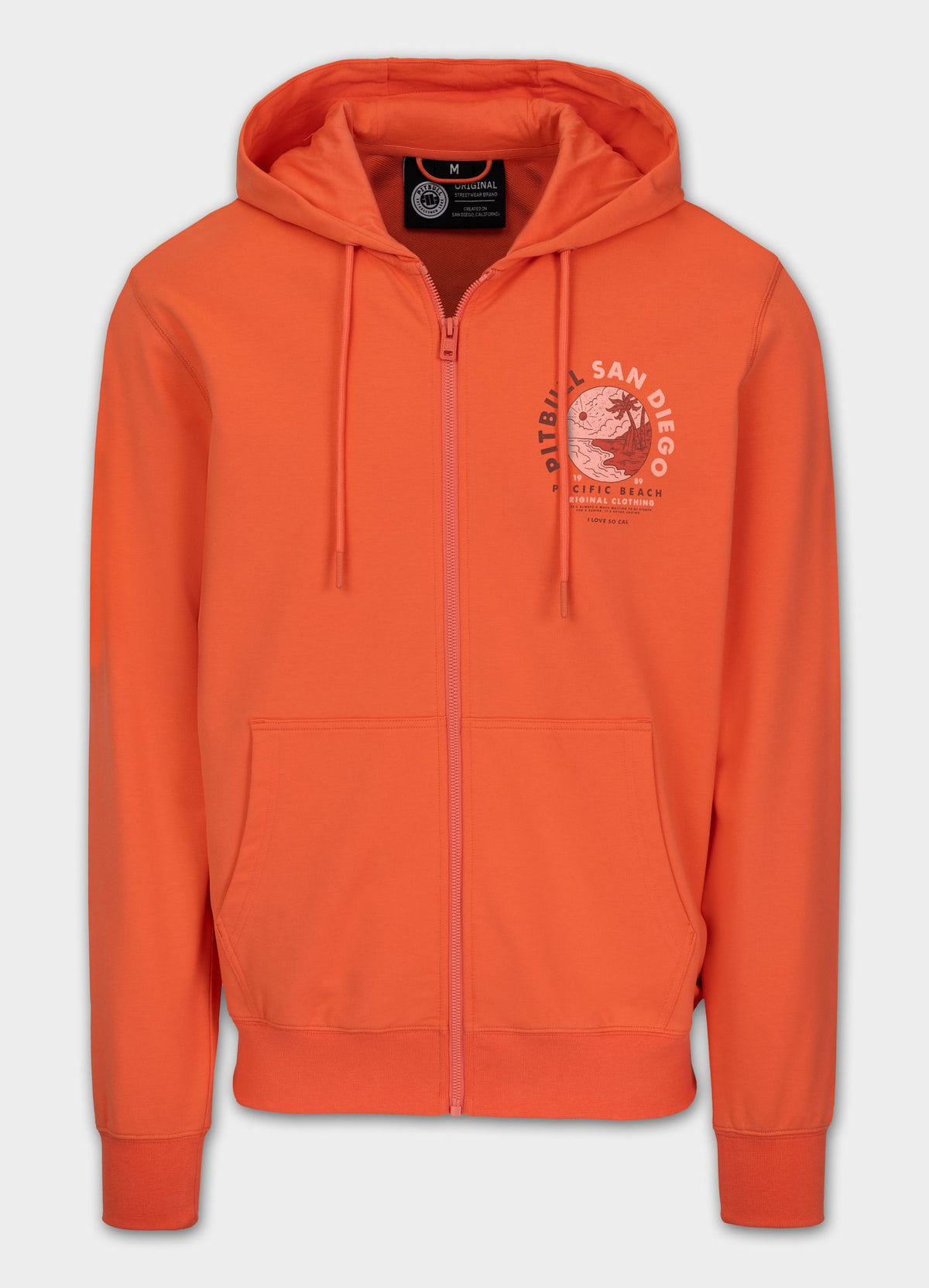 Men's Zip-up hoodie PLANET SURF - Salmon