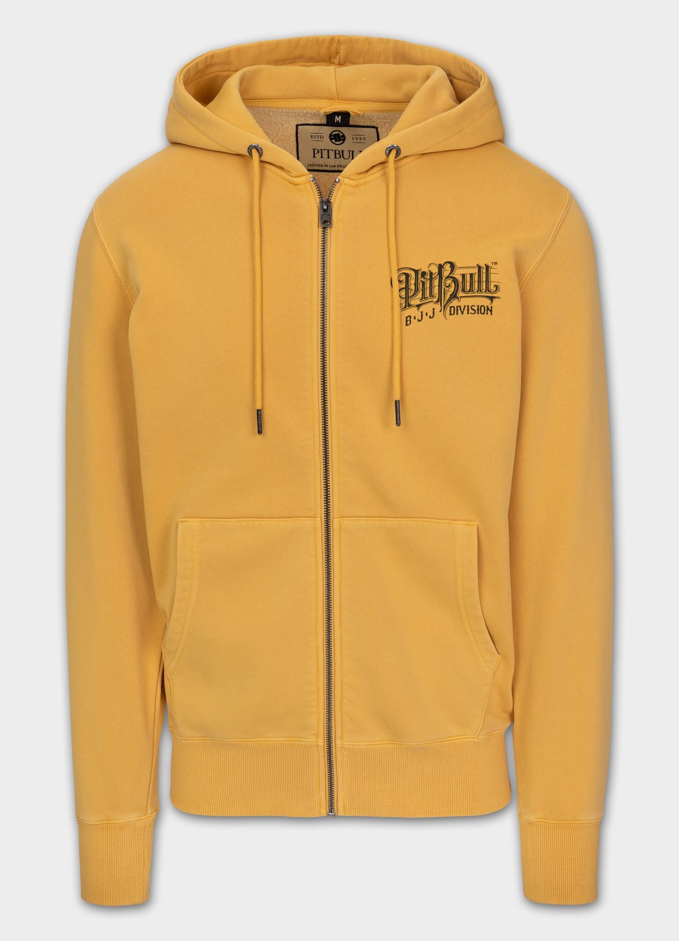 Men's Zip-up hoodie Washed VINTAGE BJJ - Washed yellow