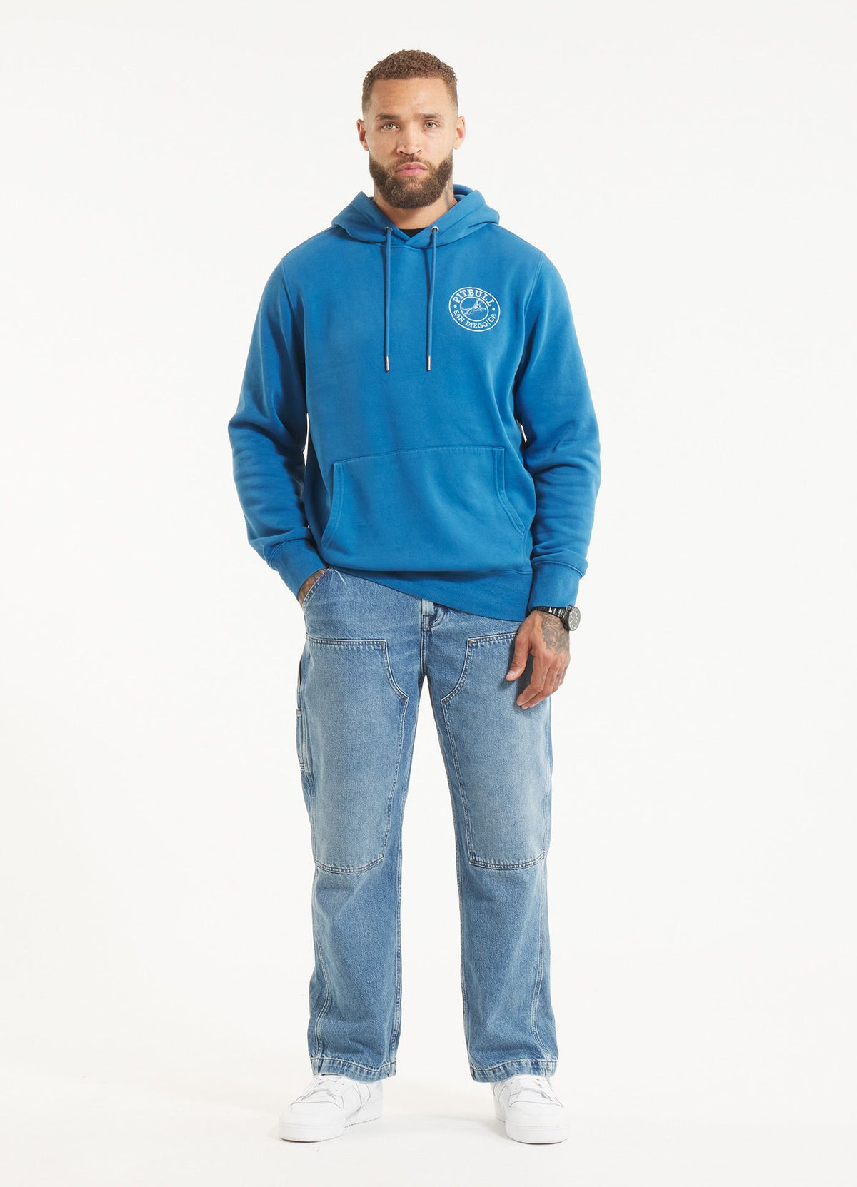 Men's Hoodie Washed VINTAGE BOXING - Shade blue