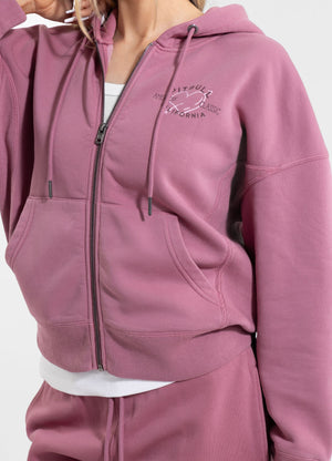 Women's zip-up hoodie Washed MANZANITA HEART - Pink