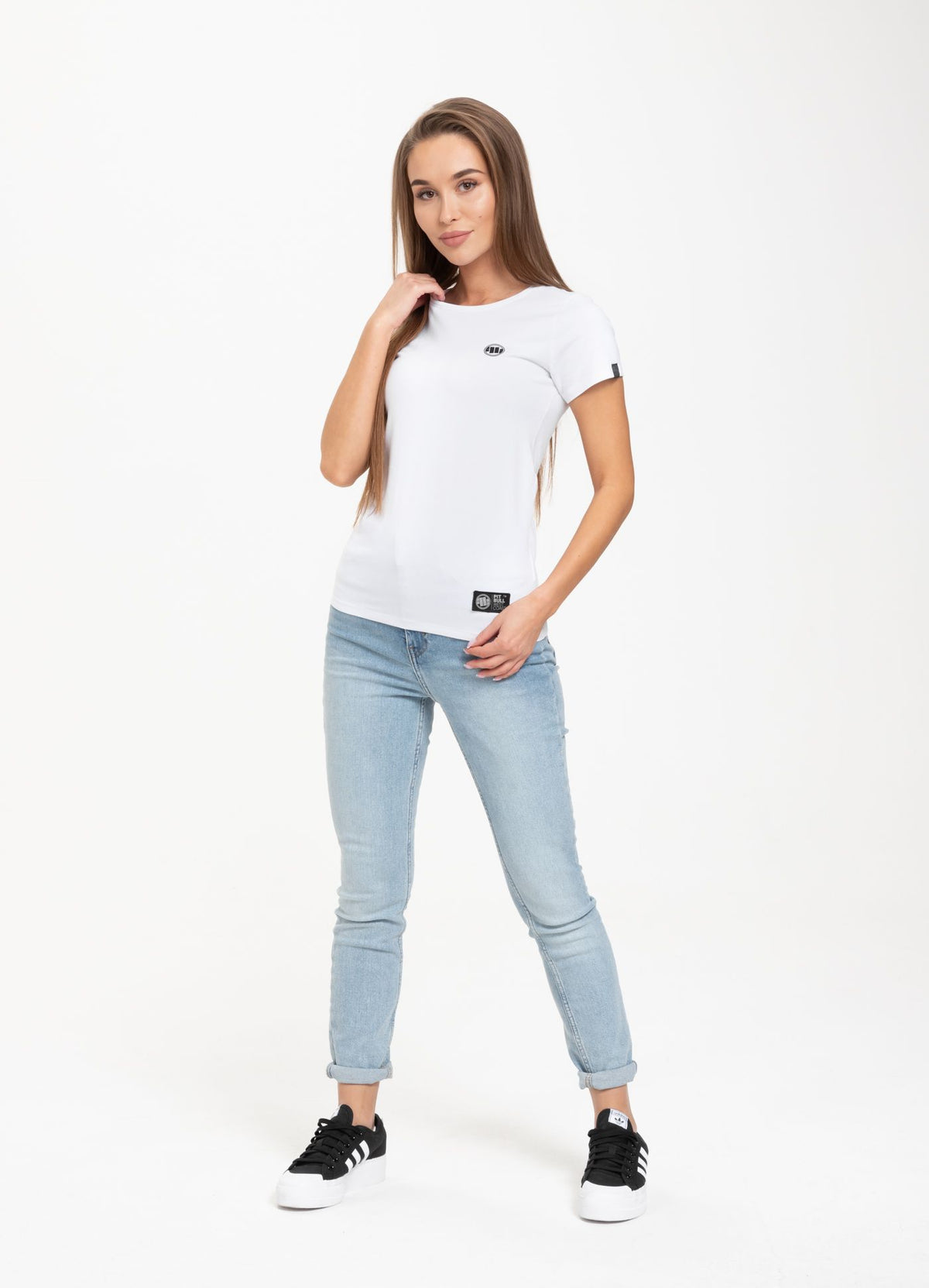 Ženska majica kratkih rukava lycra slim fit SMALL LOGO Bijela