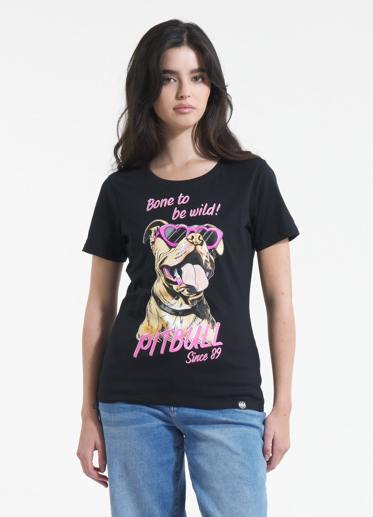 Women's T-Shirt SUNGLASSES DOG - Black