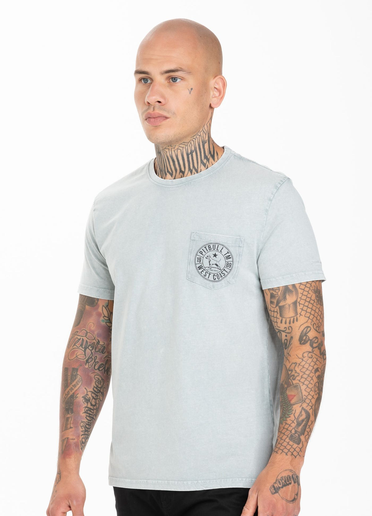 T-Shirt Denim Washed Circle Dog Pocket