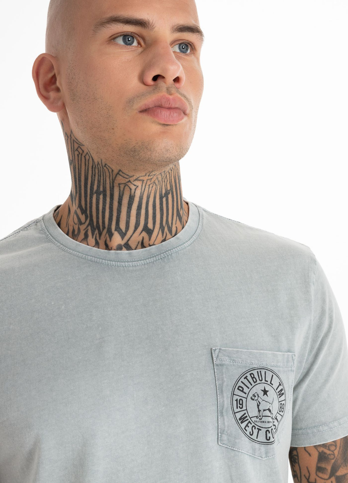 T-Shirt Denim Washed Circle Dog Pocket