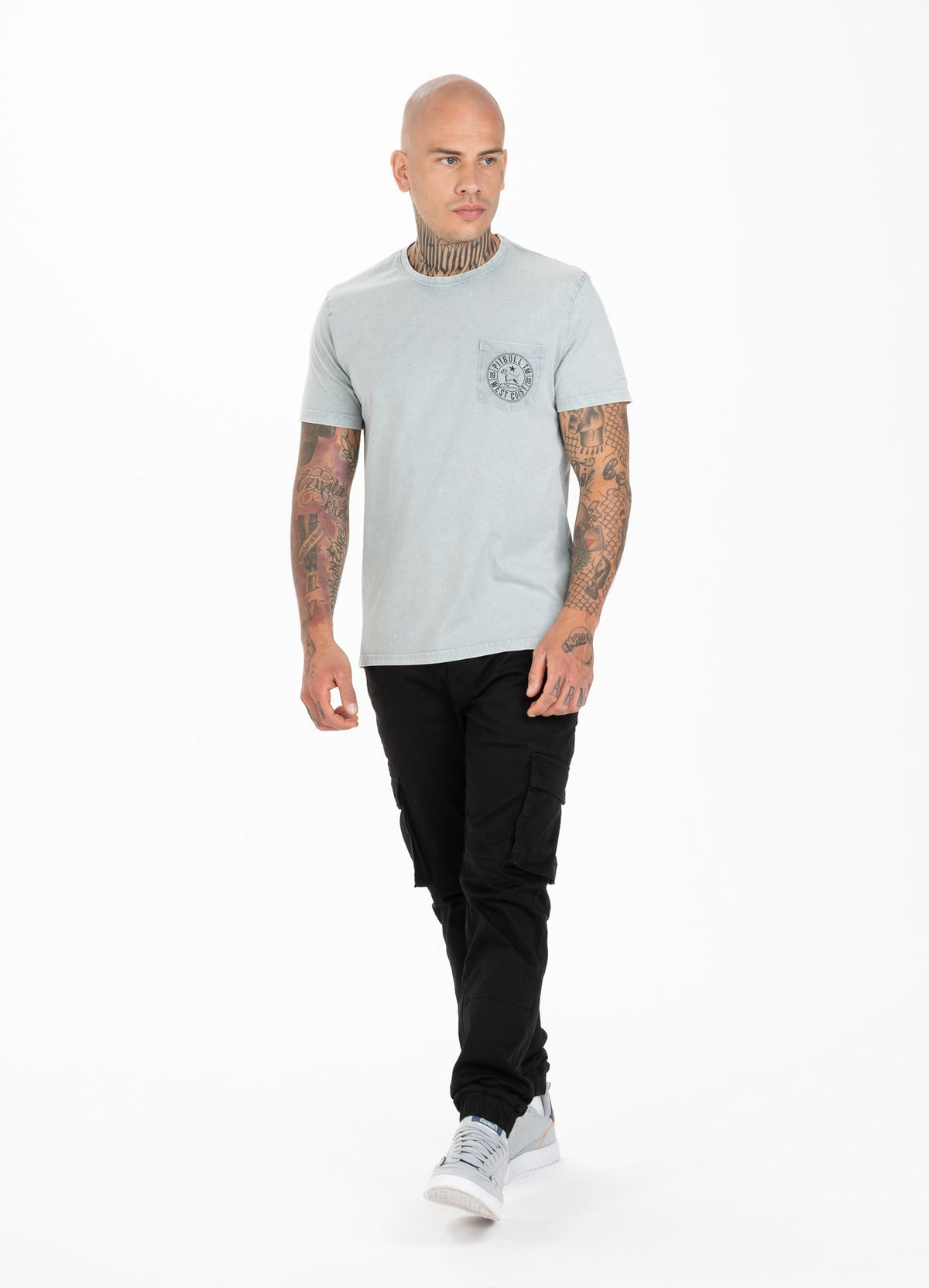 T-Shirt Denim Washed Circle Dog Pocket