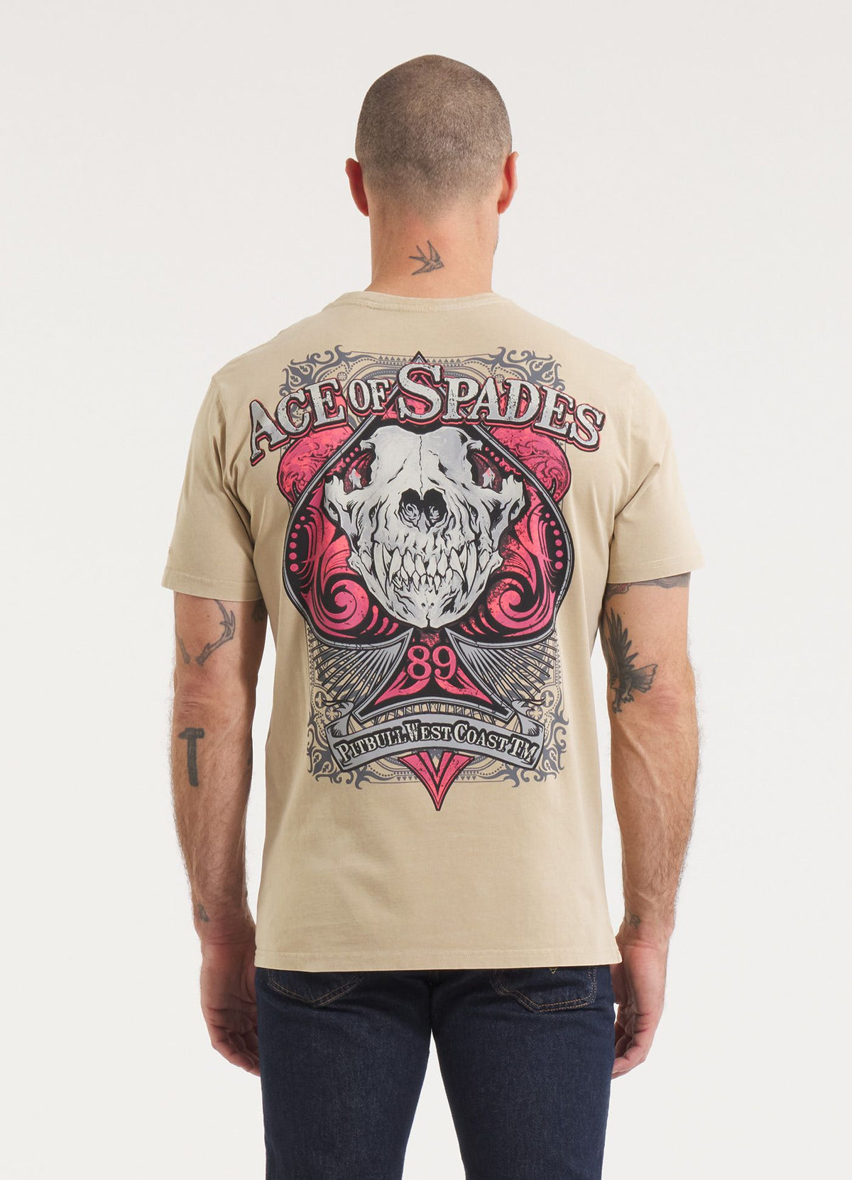 Men's T-Shirt Denim Washed ACE OF SPADES II - Sand