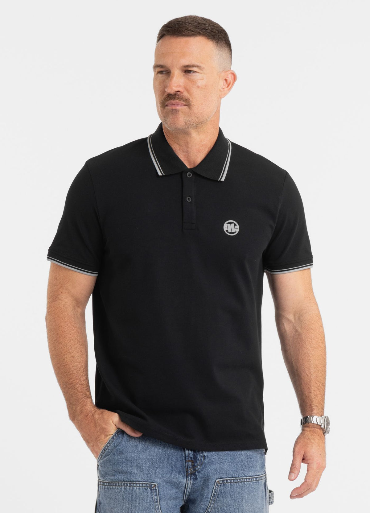 Muška polo majica Pique Stripes Regular - crna