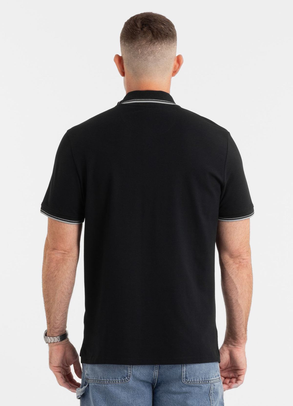 Muška polo majica Pique Stripes Regular - crna
