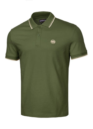 Men's Polo shirt Pique Stripes Regular - Olive