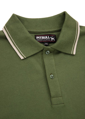 Men's Polo shirt Pique Stripes Regular - Olive