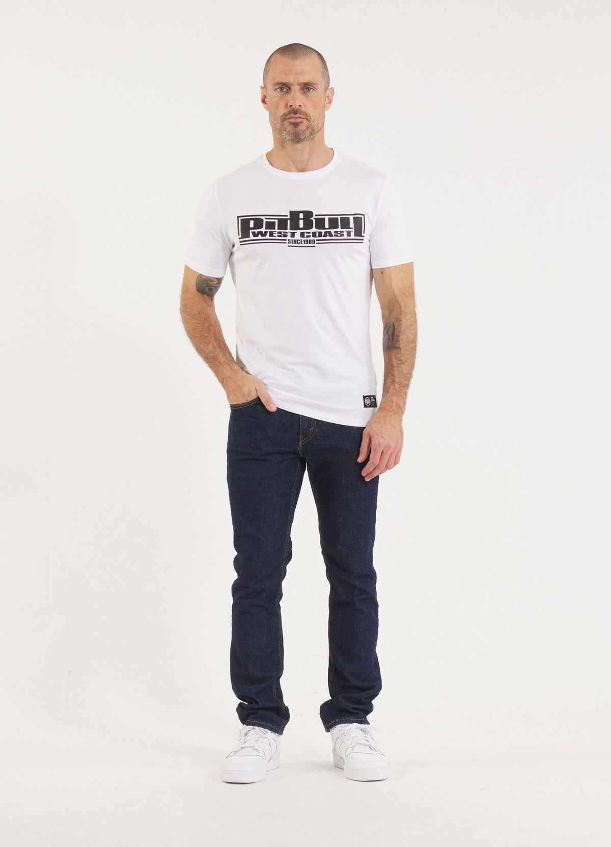 Muška majica kratkih rukava Slim Fit Classic Boxing - bijela