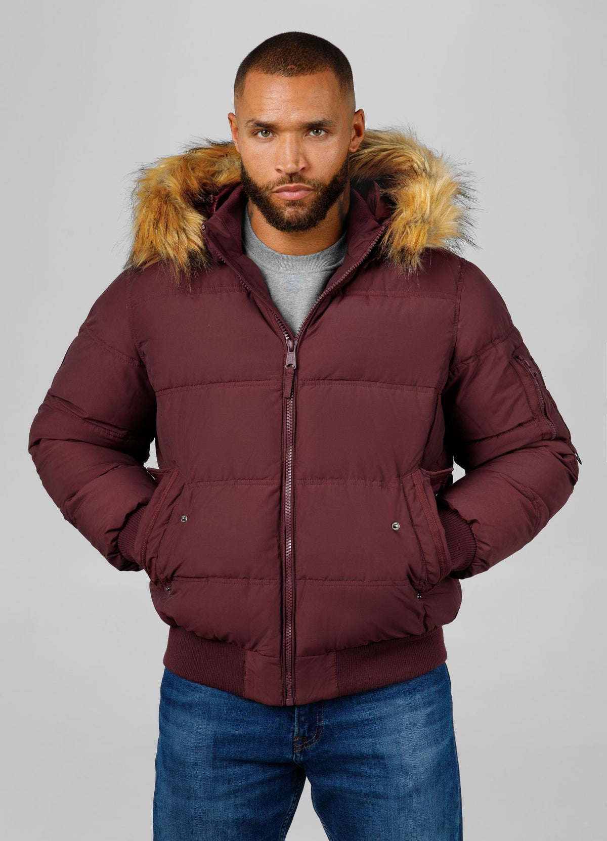 Men's winter hooded jacket Burnt