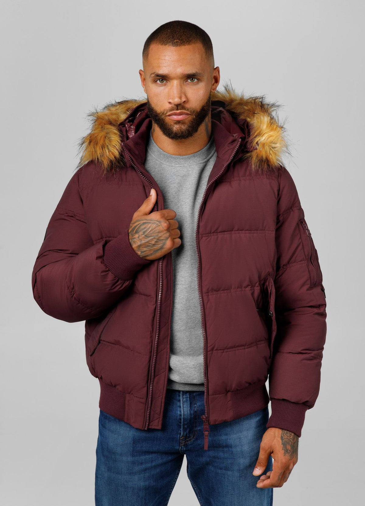 Men's winter hooded jacket Burnt