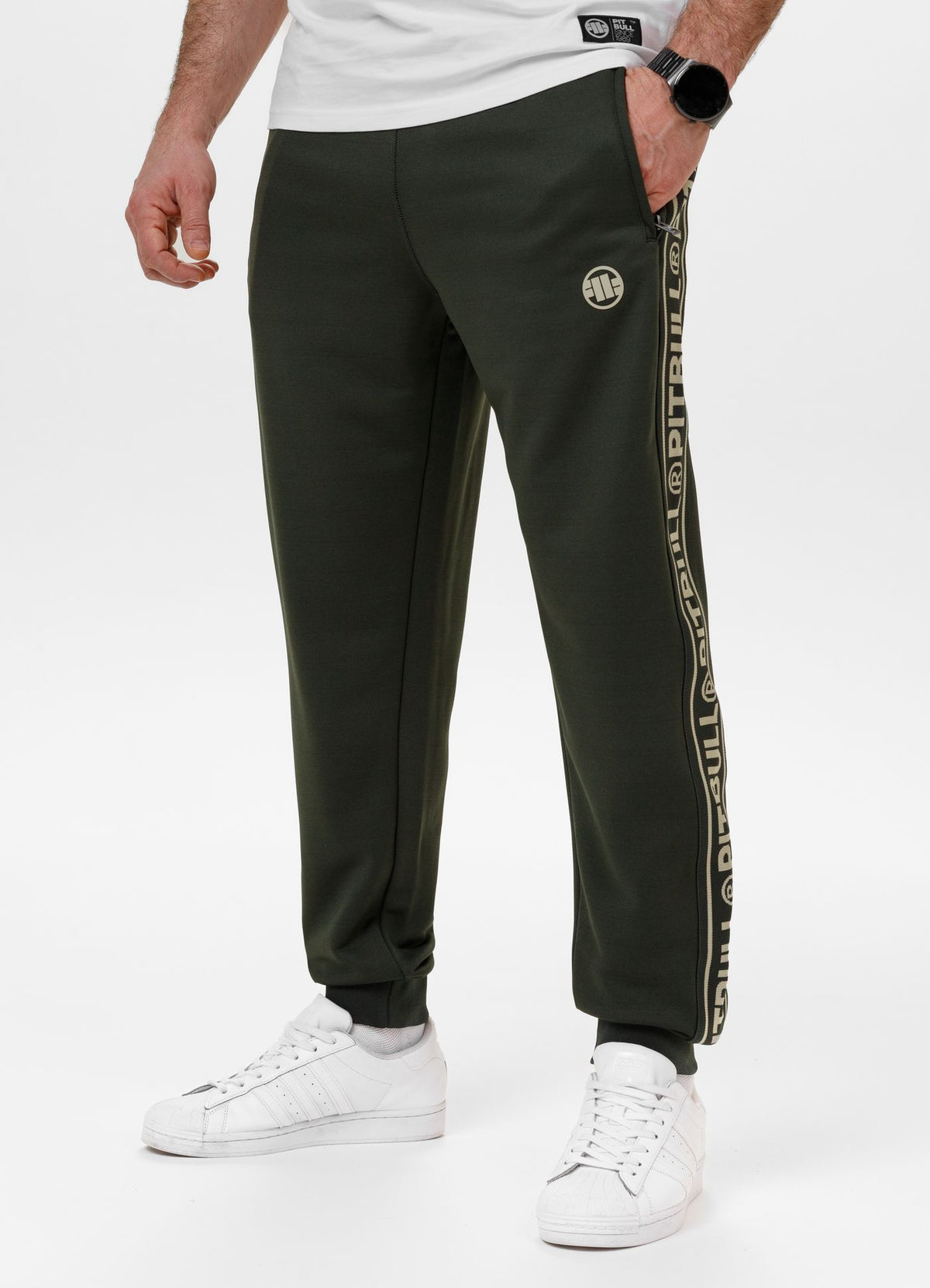 Men's Sweatpants Oldschool Tape Logo - Dark green