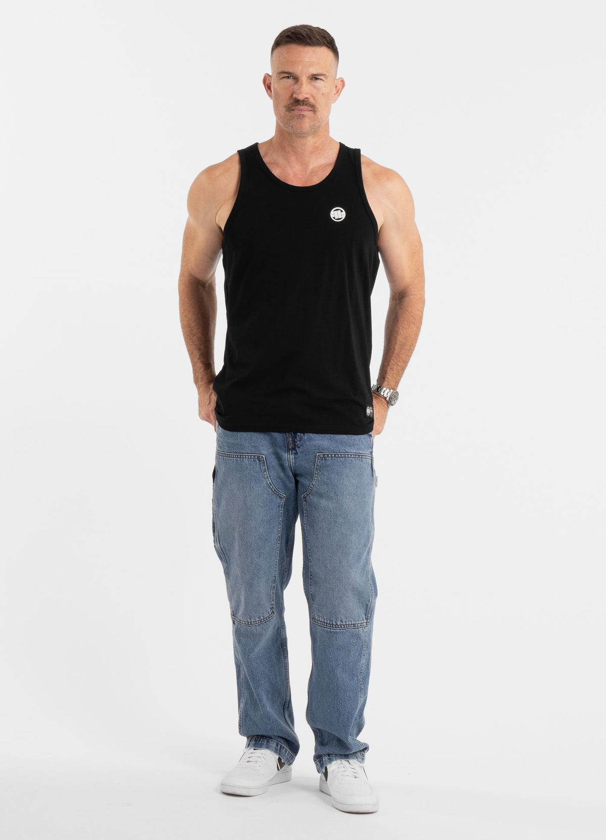 Men's Tank Top Slim Fit Small Logo - Black