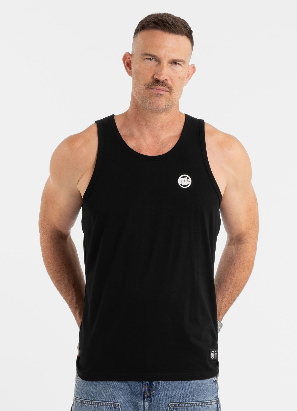 Men's Tank Top Slim Fit Small Logo - Black