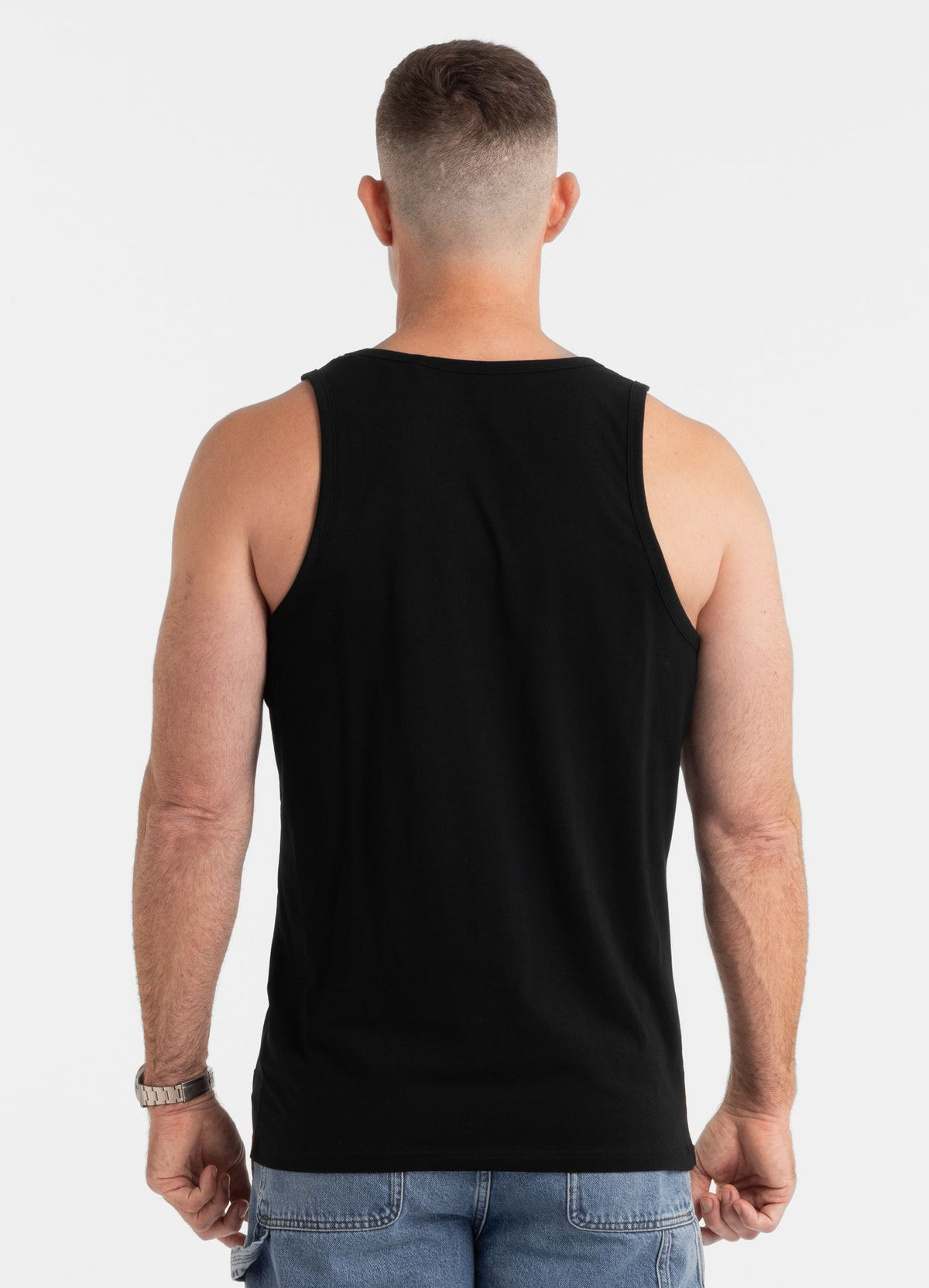 Men's Tank Top Slim Fit Small Logo - Black